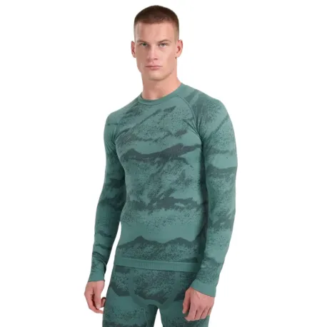 Pánske termo tričko s dlhým rukávom 4F SEAMLESS UNDERWEAR M227-WAW25USEAM227-44A-OLIVE ALLOVER