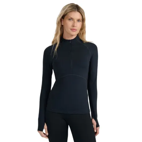 Dámske termo tričko s dlhým rukávom a s polovičným zipsom 4F BRUSHED UNDERWEAR F096-WAW25UBRUF096-20S-DEEP BLACK