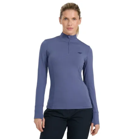 Dámske termo tričko s dlhým rukávom a s polovičným zipsom 4F BRUSHED UNDERWEAR F098-WAW25UBRUF098-32S-DENIM