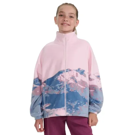 Dievčenská flisová mikina so zipsom 4F JUNIOR FLEECE F344-4FJWAW25TFLEF344-91A-MULTICOLOUR 1 ALLOVER