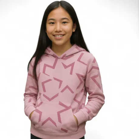 Dievčenská mikina s kapucňou 4F JUNIOR SWEATSHIRT F1937-4FJWAW25TSWSF1937-56A-LIGHT PINK ALLOVER