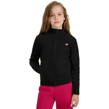 Dievčenská flisová mikina so zipsom 4F JUNIOR FLEECE F346-4FJWAW25TFLEF346-20S-DEEP BLACK