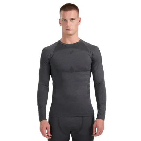 Pánske termo tričko s dlhým rukávom 4F SEAMLESS UNDERWEAR M237-WAW25USEAM237-21M-BLACK MELANGE