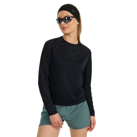 Dámske bežecké tričko s dlhým rukávom 4F LONGSLEEVE FNK F415-WAW25TFLOF415-20S-DEEP BLACK