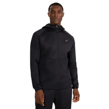Pánska zateplená tréningová mikina so zipsom 4F SWEATSHIRT FNK M560-WAW25TFSWM560-20S-DEEP BLACK