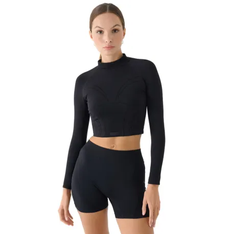 Dámske tréningové tričko s dlhým rukávom 4F LONGSLEEVE FNK F483-RAW24TFLOF483-20S-DEEP BLACK