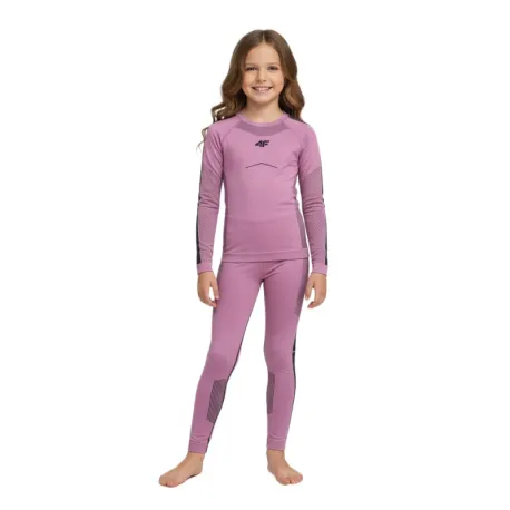 Dievčenské termoprádlo vrchný a spodný diel 4F JUNIOR SEAMLESS UNDERWEAR F250-4FJWAW25USEAF250-56S-LIGHT PINK