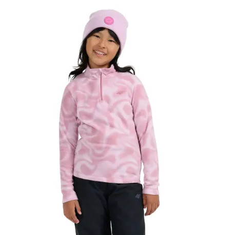 Dievčenská lyžiarska flisová mikina 4F JUNIOR FLEECE UNDERWEAR F061-4FJWAW25UFLEF061-94A-MULTICOLOUR 4 ALLOVER