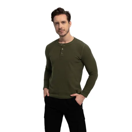 Pánske tričko s dlhým rukávom VOLCANO L-AZUX-302-KHAKI