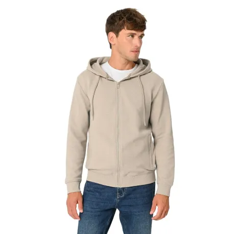 Pánska mikina so zipsom VOLCANO B-LERMO-102-BEIGE