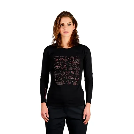 Dámske turistické tričko s dlhým rukávom NORTHFINDER RIYA-269black