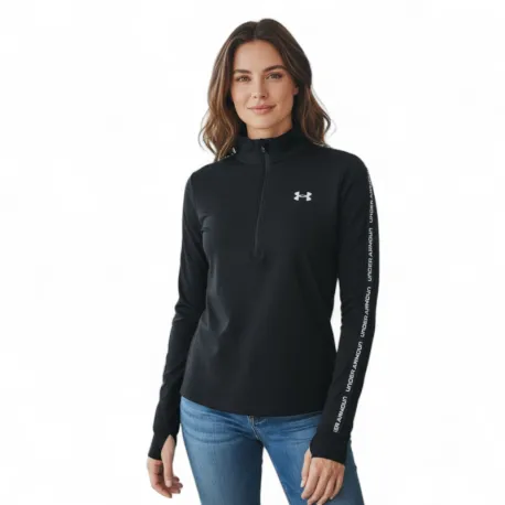 Dámska tréningová mikina s 1 2 zipsom UNDER ARMOUR UA Tech WM Tape Half Zip-BLK