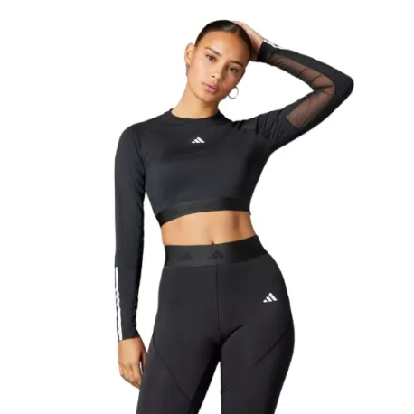 Dámske tréningové tričko s dlhým rukávom ADIDAS HYGLM CRO LS BLACK WHITE