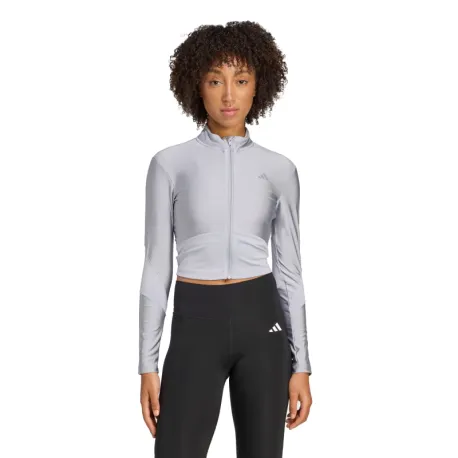 Dámska tréningová mikina so zipsom ADIDAS HYG SHN TRACK J HALSIL GREY