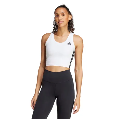 Dámske tréningové tielko ADIDAS WE 3S CROP TANK WHITE BLACK