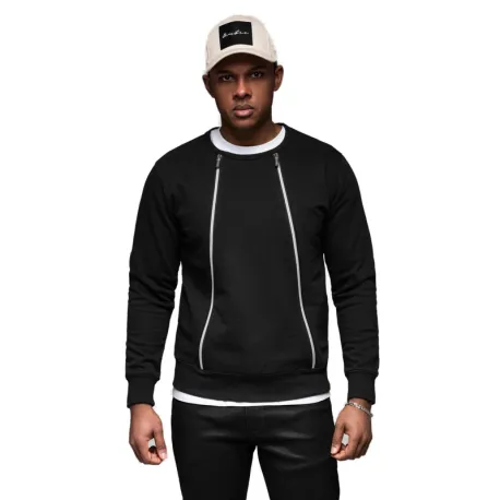 Pánska mikina OMBRE Sweatshirt OM-SSNZ-0187 V-1 black