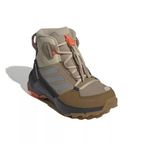 Chlapčenské členkové zimné topánky ADIDAS Terrex AX4R ClimaWarm+ Jr cardboard matte silver semi impact orange