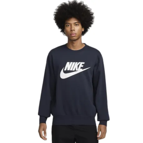 Pánska zateplená mikina NIKE M NK CLUB BB GFX CREW OBSIDIAN WHITE