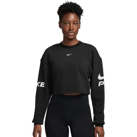 Dámska mikina NIKE PRO W NP DF FLC CREW TT GRX BLACK WHITE WHITE