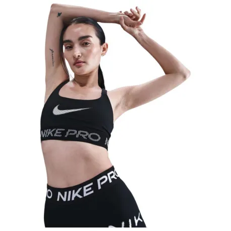 Dámska tréningová športová podprsenka NIKE PRO W NP LS BRA TT GRX BLACK WHITE WHITE