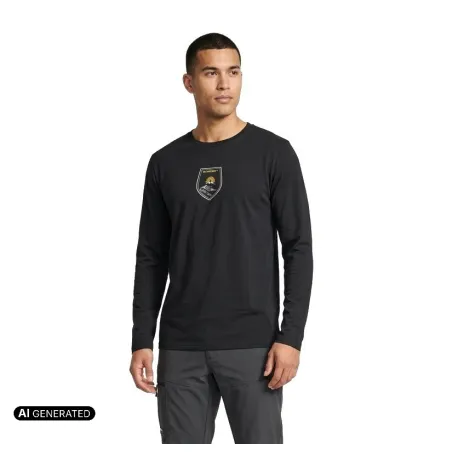 Pánske turistické tričko s dlhým rukávom EVERETT T-badge M black