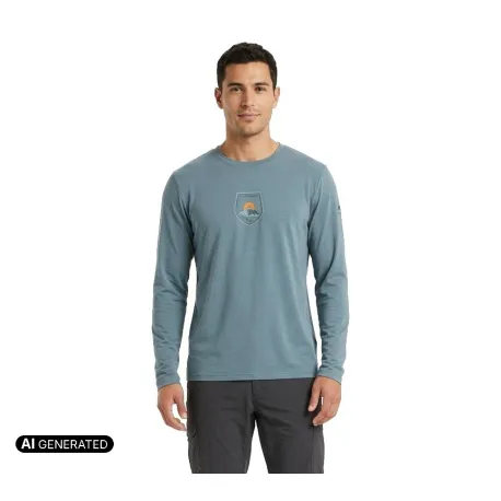 Pánske turistické tričko s dlhým rukávom EVERETT T-badge M blue