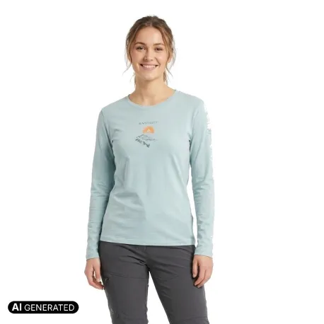 Dámske turistické tričko s dlhým rukávom EVERETT T-hokusaj W lg. blue
