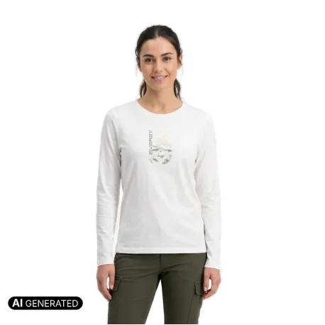 Dámske turistické tričko s dlhým rukávom EVERETT T-hokusaj W white