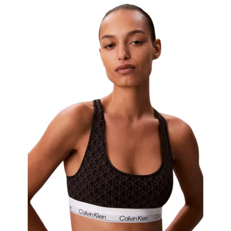 Dámska podprsenka CALVIN KLEIN Unlined Bralette Icon Cotton Modal seamless emblem black ashford gray