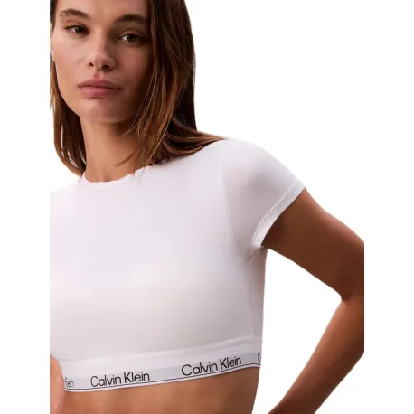 Dámsky top s podprsenkou CALVIN KLEIN T-Shirt Bralette Icon Cotton Modal white