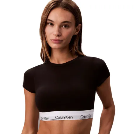 Dámsky top s podprsenkou CALVIN KLEIN T-Shirt Bralette Icon Cotton Modal black