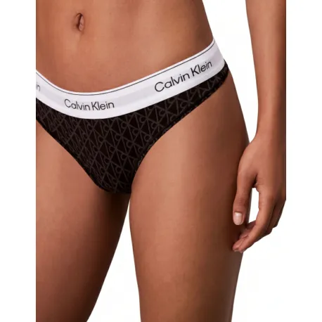 Dámske nohavičky CALVIN KLEIN Thong Icon Cotton Modal seamless emblem black ashford gray
