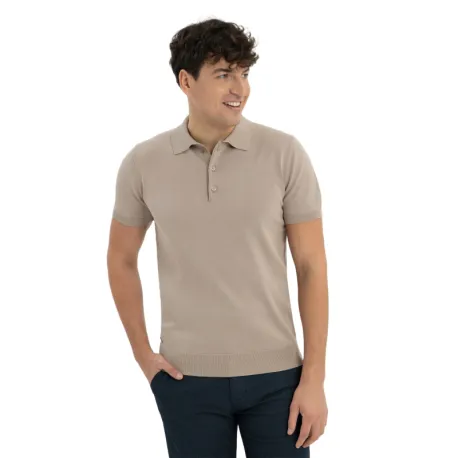Pánske polo tričko s krátkym rukávom VOLCANO O-MORO-BEIGE
