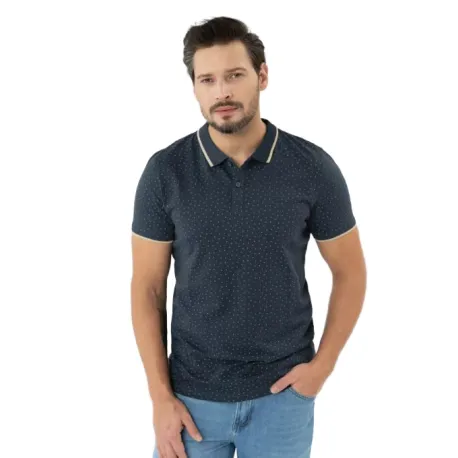 Pánske polo tričko s krátkym rukávom VOLCANO O-GLACIER-NAVY