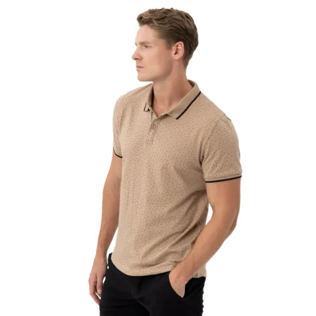 Pánske polo tričko s krátkym rukávom VOLCANO O-GLACIER-BEIGE