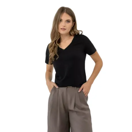 Dámske tričko s krátkym rukávom s v-výstrihom VOLCANO T-LEA-BLACK