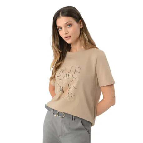 Dámske tričko s krátkym rukávom VOLCANO T-UNIQ-BEIGE