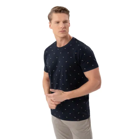 Pánske tričko s krátkym rukávom VOLCANO TM-LEIF-NAVY