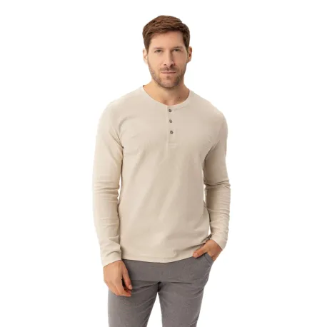 Pánske tričko s dlhým rukávom VOLCANO L-ONYX-CREAM
