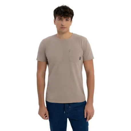 Pánske tričko s krátkym rukávom VOLCANO TM-SVEN-BEIGE