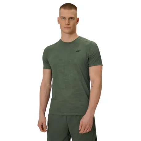 Pánske bežecké tričko s krátkym rukávom 4F TSHIRT FNK M1778-43A-KHAKI ALLOVER