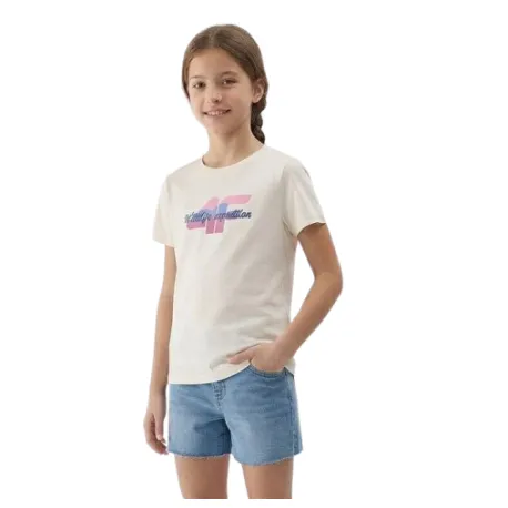 Dievčenské tričko s krátkym rukávom 4F JUNIOR TSHIRT F2885-11S-OFF WHITE