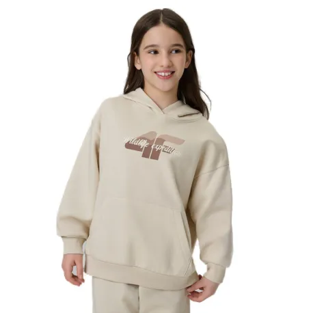 Dievčenská mikina s kapucňou 4F JUNIOR SWEATSHIRT F2270-83S-BEIGE