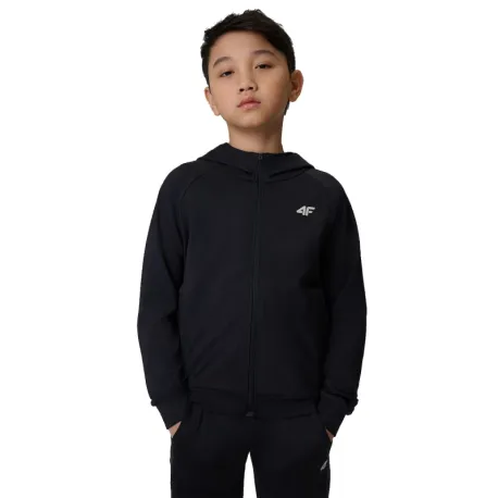 Chlapčenská tréningová mikina so zipsom 4F JUNIOR SWEATSHIRT FNK M690-20S-DEEP BLACK