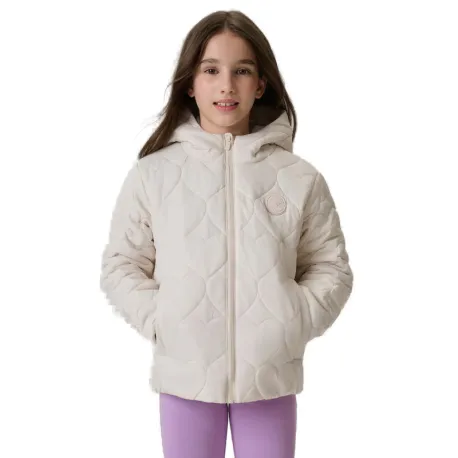 Dievčenská bunda s kapucňou 4F JUNIOR DOWN JACKET F0846-12S-CREME