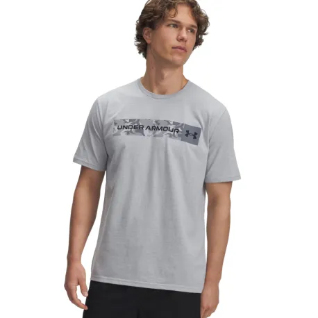Pánske tričko s krátkym rukávom UNDER ARMOUR UA CAMO CHEST STRIPE SS-GRY