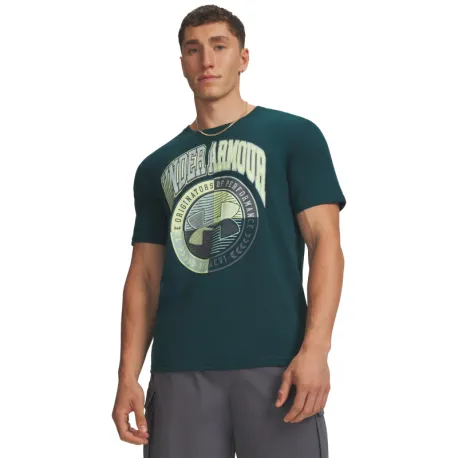 Pánske tričko s krátkym rukávom UNDER ARMOUR UA M VARSITY CREST SS-GRN