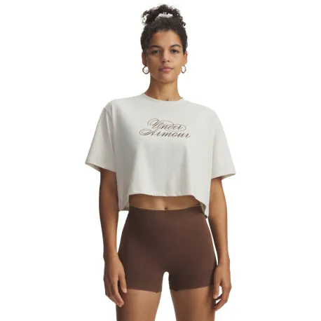 Dámske tričko s krátkym rukávom UNDER ARMOUR UA W SCRIPTHEART CROP SS-WHT