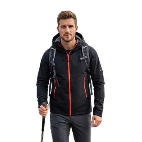 Pánska turistická softshellová bunda s kapucňou NORTHFINDER AMBROSE-270blackblack
