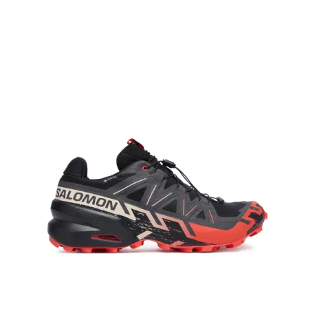 Pánska bežecká trailová obuv SALOMON Speedcross 6 GTX M black fiery red almond milk